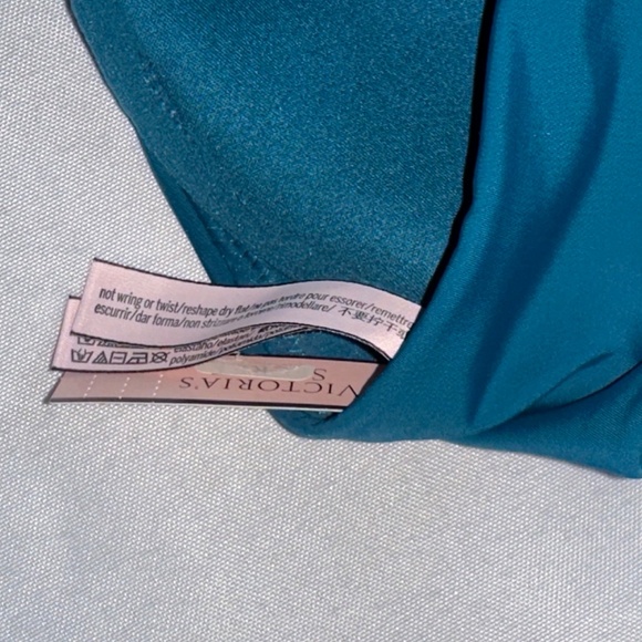Victoria’s Secret NWT-Deep Teal Demi Bra w/Velvet Straps & Matching Panty w/Gold - Picture 4 of 4